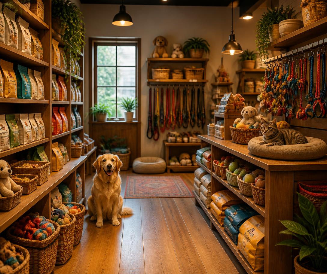 Interior do Pet Shop Planeta 4 Patas com produtos para cães e gatos